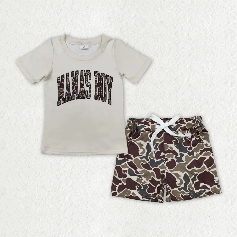 Baby Camo Mama's Boy Top Hunting Summer Shorts Clothes Set
