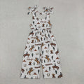Baby Girls Howdy Rodeo Straps Bell Bottom Jumpsuits Romper