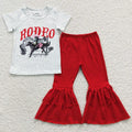 Baby Girls Rodeo Western Tee Bell Pants Clothes Set