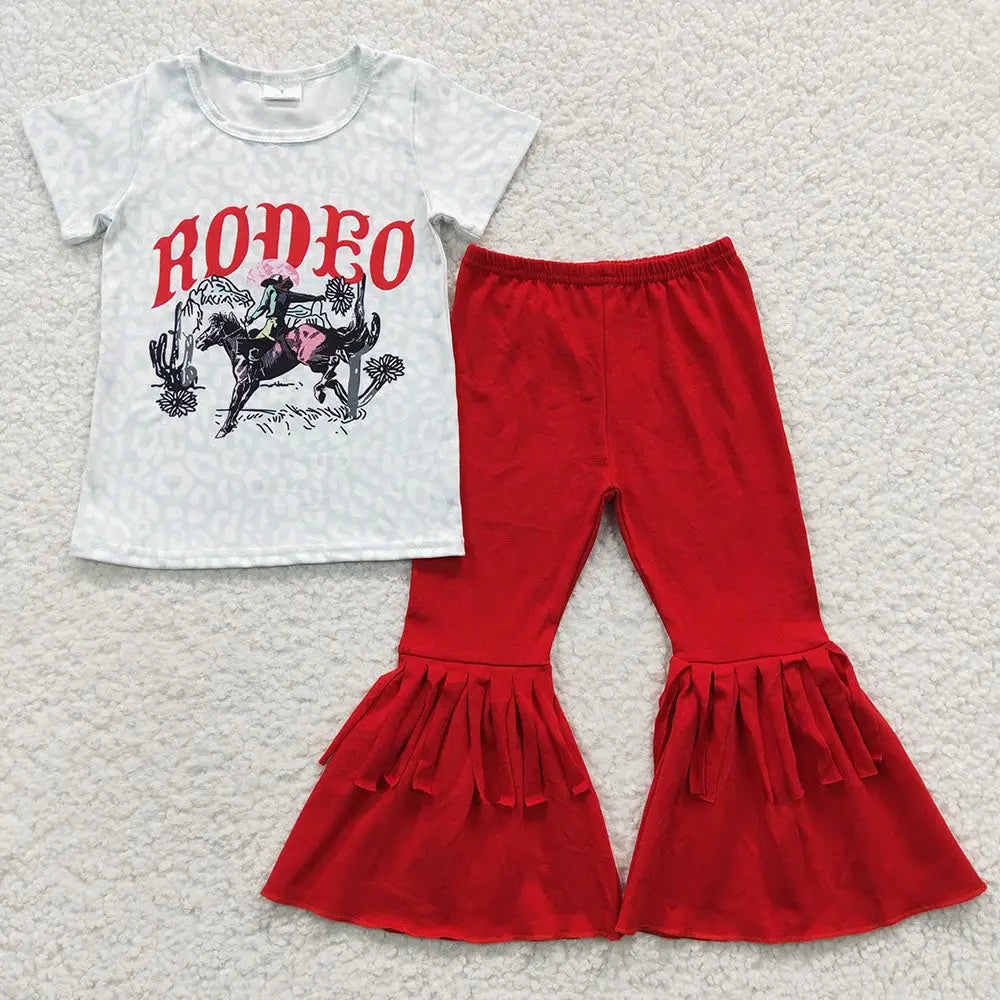 Baby Girls Rodeo Western Tee Bell Pants Clothes Set