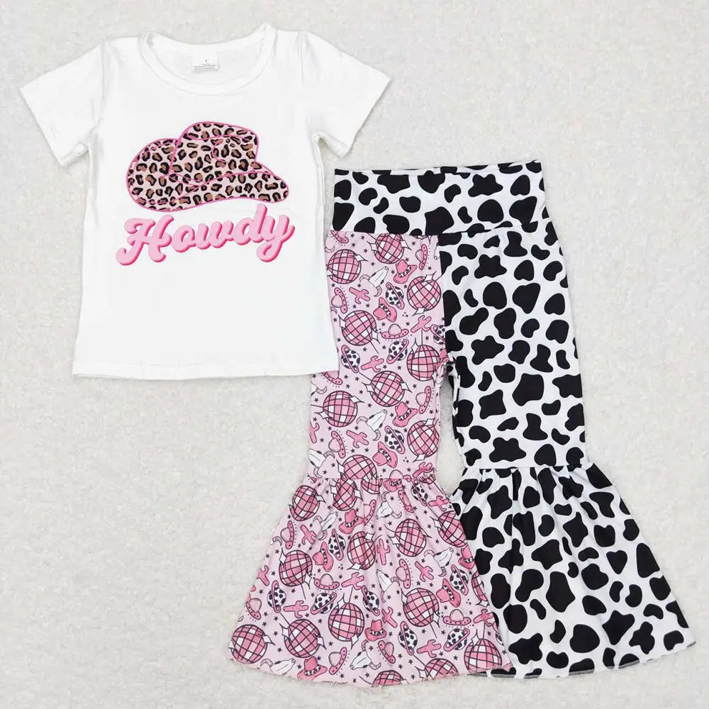 Baby Girls Western Howdy Hat Tee Shirt Bell Pants Clothing