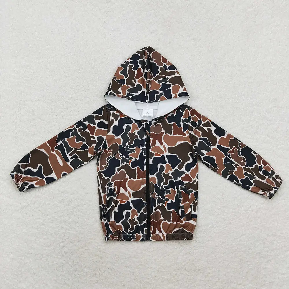 Camo Hooded Long Sleeve Zip Jacket