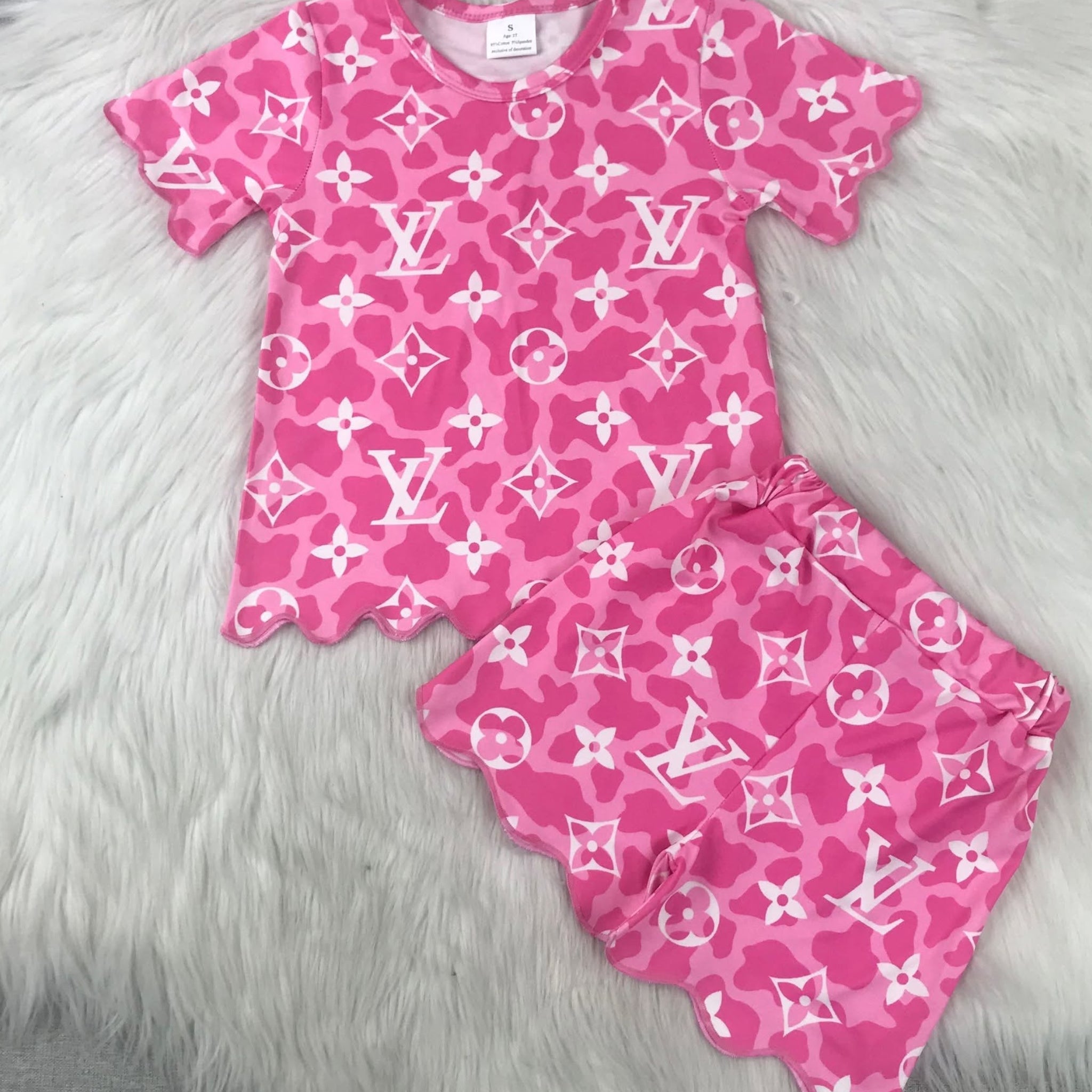 Pink scalloped matching set