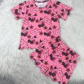 Pink cherry scalloped matching set