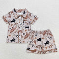 Rodeo Horse Shirt Buttons Top Shorts Pajamas
