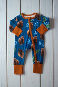 bull prints western baby romper