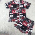 Checkered scalloped matching set
