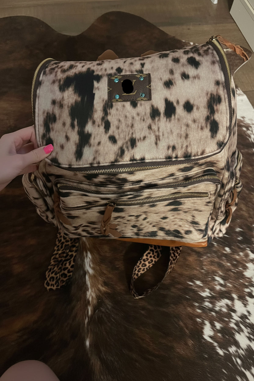 cowhide diaper bag inspired LV